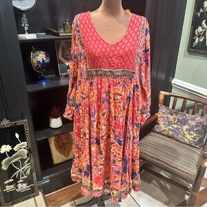 Anthropologie RD + Koko Floral Jacinto Peasant Dress – Size Large